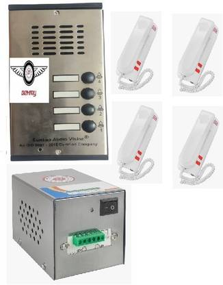 DeHMY Dehmy Latest Audio Door Phone System for 4 floors Supports Third Party Electronic Lock Control & Way Communication (Stainless Steel) Wired Door Chime