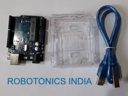 ROBOTONICS INDIA ARDUINO Uno R3 with USB Cable and Cover casing Micro Controller Board Electronic Hobby Kit