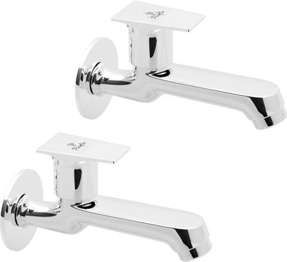 PIXAFLO SEA Brass Long Body Bib Cock Tap with Wall Flange (Pack of 2) (Chrome) Long Body Bib Tap Bib Tap Faucet
