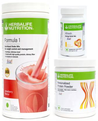 Herbalife Nutrition FORMULA-1 SHAKE STRAWBERRY-500 GM+PROTEIN POWDER -200 GM+AFRESH -LEMON-50 Protein Shake