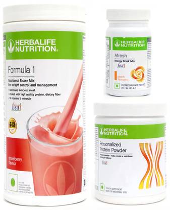 Herbalife Nutrition FORMULA-1 SHAKE STRAWBERRY-500 GM+PROTEIN POWDER -200 GM+AFRESH -PEACH-50 Protein Shake