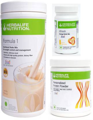 Herbalife Nutrition FORMULA-1 SHAKE VANILLA-500 GM+PROTEIN POWDER -200 GM+AFRESH -LEMON-50 Protein Shake
