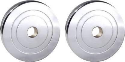 GYM KART Pair of (3 KG * 2) Steel Gym Plates, Dumbbell Plates Silver Weight Plate