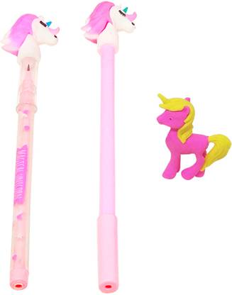 Parteet Combo Pack of (3 Items) 1Pc Unicorn Pen 1Pc Unicorn Pencil 1Pc Unicorn Eraser for Kids Pencil