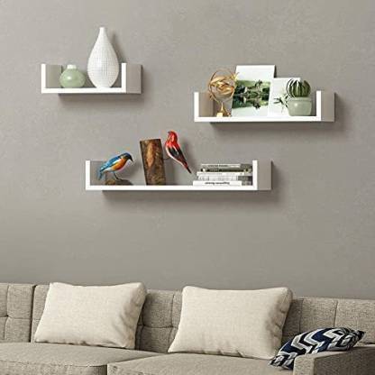 forex max handicrafts U Shape MDf Wall Shelf Floating Wall Shelf ( Denistery Fiber Wall Shelf) Package of 1 Set of 3 MDF (Medium Density Fiber) Wall Shelf