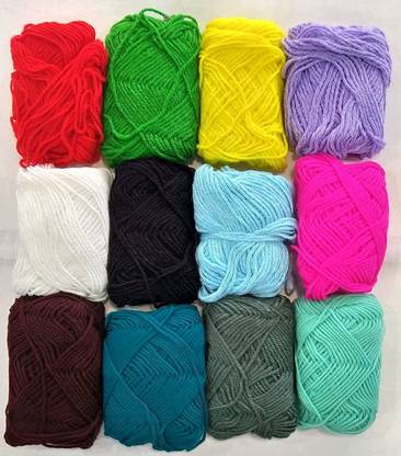 JOEJOE 12 Piece Wool Ball Hand Knitting Yarn, Crochet Hook Yarn, Art & Craft Multi Color