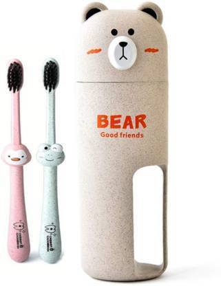 SEAVOKES Plastic Toothbrush Holder premium Wheat Material Bear The Pooh Travel Suit With Bamboo Charcoal Toothbrush Wheat Material Bear Toothbrush Case Suit. Plastic Toothbrush Holder Plastic Toothbrush Holder