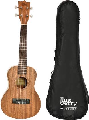 BLUEBERRY UK-10-Brown-ABS Concert 23 Inch Ukulele | Nylon String, Sapele wood Body, Engineering Wood Fingerboard, ABS bridge, Matte Finish, with Bag and Picks | Natural Brown Concert Ukulele