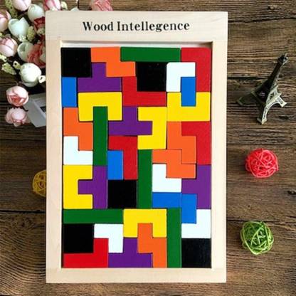 FIVE NINE TOYS Wood Intelligence Brain Games Building Blocks 40 Pcs Educational Toy, Childrens Puzzle Board Game for Ages 3 + Boys Girls Educational Board Games