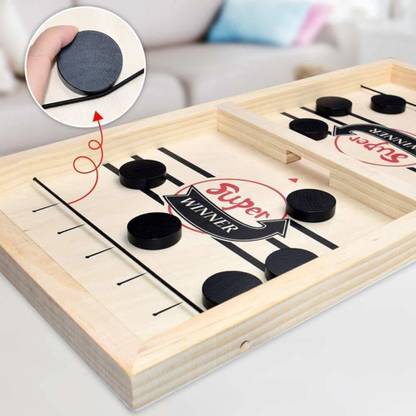 KGINT Premium Product Fast Sling Puck Board Game Wooden Portable Table Game Adults Super Tabletop Slingshot Toys Desktop Sport All Age Group Hockey for Kids and Boys Girls Toy for All