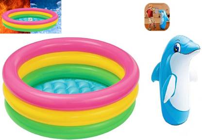 DINAARKAN COMBO OF 2 FEET BATH TUB AND 3 FEET INFLATABLE HIT ME DOLPHIN