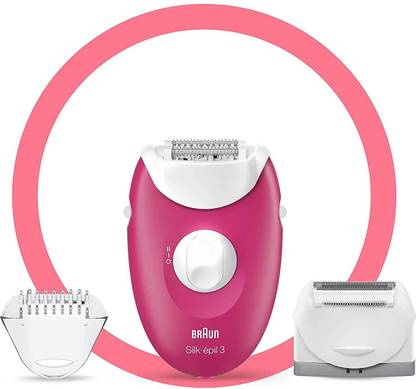 Braun Silk Epil Brn Silk-Epil 3 3-410 Raspberry Corded Epilator with 3 Extras, Pink Corded Epilator