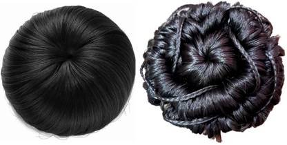 Girdhari Lal Pack of Two Black Hair Curly Mindi Juda with Stylish Black Bun Juda Women and Girls Hair Juda Bun