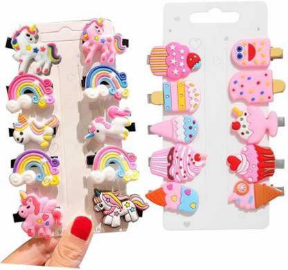 TAPASCHARIYA 20pcs Rainbow Unicorn Ice Cream Hair Clips Set Baby Hairpin For Kids Girls Toddler Barrettes Hair Accessories Hair Clip