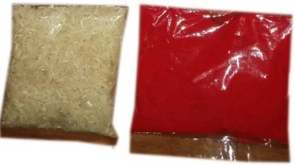 shakti Pooja special Kumkum(Red) + Akshat | 2 in 1 Combo Pack | 50 gm. Each | Daily Pooja Needs | New Zip Lock Packing