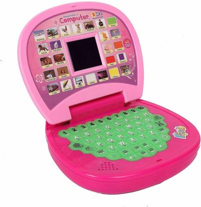 Pulsbery Learning Laptop for Kids with LED Display, Alphabet ABC and 123 Number Learning Computer for Kids (Laptop Pink)