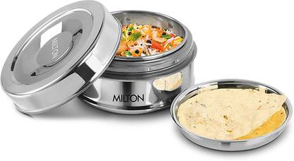 MILTON Steel Snack Stainless Steel PU Insulated Tiffin, 480 ML, Silver 1 Containers Lunch Box