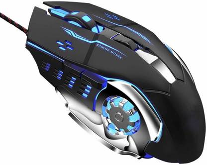 LipiWorld TJ-1 Gaming Mouse, Wired USB 2.0 Optical Mice, 3200 DPI LED Backlight 6 Button, 4 Color Breathing Lights with 1.5M Nylon Cable for Gamers Wired Ambidextrous Optical  Gaming Mouse