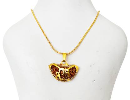 DCASE Most Popular Design Om Pendant With Golden Snake Chain(20-22inch) Gold-plated Alloy, Brass Pendant