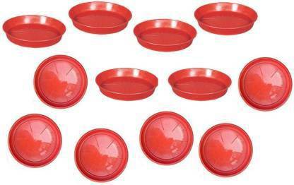 Ramanuj Set:12Pcs-6 inches Heavy Duty Plastic High Quality Flower Pot Plant Saucer Base Plate Bottom Diameter:6 inches Upper Diameter:7.5 inches Planter Tray Terracotta (Set of 12) Plant Container Set Plant Container Set
