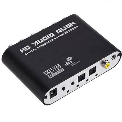 JAMUS 5.1 CH audio decoder SPDIF Coaxial to RCA DTS AC3 digital to 5.1 Amplifier Analog Converter with power adapter and optical cable Media Streaming Device