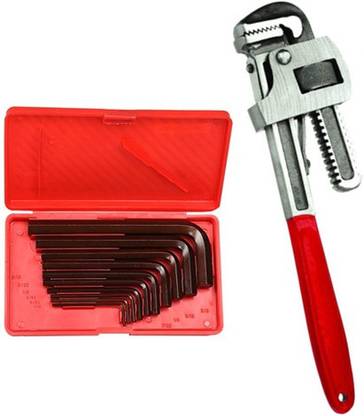 manvi Pipe Wench 12inch & Allen key Set Hand Tool Combo Single Sided Pipe Wrench