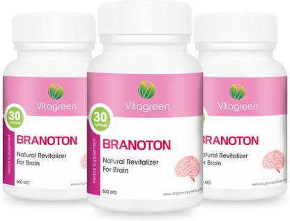 VitaGreen BRANOTON Capsules For Brain Tonic, Revitalize and Rejuvenation Brain, Pure Natural & Ayurvedic