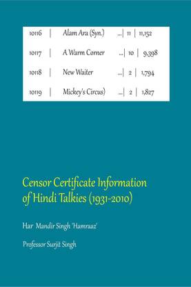 Censor Certificate Information of Hindi Talkies (1931-2010)