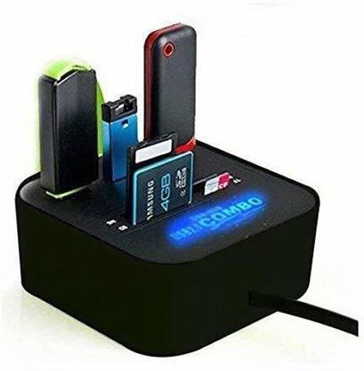 ELECTRO WOLF 3 Port USB 2.0 HUB with CardReader Combo Support Micro TF SD M2 MS SDHC MMC Card USB Adapter