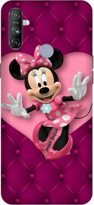 UMPRINT Back Cover for Realme Narzo 20A/RMX2634 Mickey Mouse Pink Heart Printed Back Cover