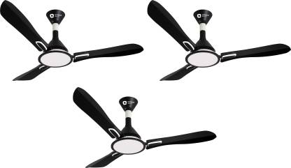 Orient Electric Areta Trendz metallic black and pearl pack of 3 1200 mm 3 Blade Ceiling Fan