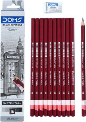 DOMS Drawing & Sketching Graphite Pencils - Grade 6B | Hi Precision For Sketching Pencil