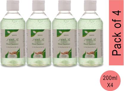Neels , 70% Alcohol Based Sanitizer, Kills Germs Instantly, Non Sticky, Gentle on Hand (Pack of 4) Hand Sanitizer Bottle