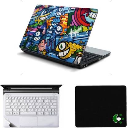 Mitram 3in1 Laptop Accessories Combo 15.6 Inch Street Art Grafitti laptop Skins Stickers, Mouse Pad and Palmrest Skin for HP-DELL-Lenovo-Asus-Acer Laptops || Notebooks Combo Set