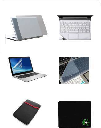 SDM 6 in1 Combo - Transparent Laptop Skin Stickers, Screen Guard, Key Guard and palmrest skin , mouse pad , sleeve for All 15.6 Inch Laptops || Notebooks Combo Set (Transparent) Combo Set