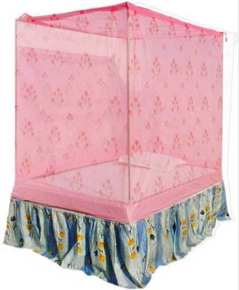 shriji creation HDPE - High Density Poly Ethylene Adults Washable 6.5X6.5 FEET PRINTED PINK MOSQUITO NET Mosquito Net