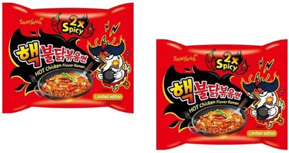 Samyang 2X Spicy Bulduk Hot Chicken Flavour Instant Korean Noodles , 2X140 gm Instant Noodles Non-vegetarian