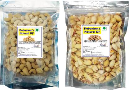 Debankan's Natural DF Dry Fruits Festive Gift Pack for Diwali, Salted Pistachios & Salted Cashews Cashews, Pistachios (2 x 100 g) Cashews, Pistachios