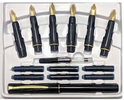 Levin Calligraphy Gold clip Pen Set Ink Pen for Cursive Writing Calligraphy with Extra Ink Cartridge (6 Nib) Calligraphy