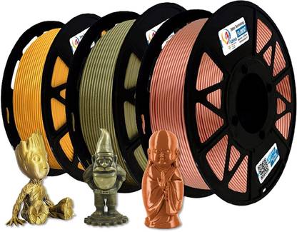 3IdeaTechnology PLA Filament for 3D Printer, 1.75mm Printing Material, Dimensional Accuracy ± 0.02 mm, 3 Special Colors Brass, Gold, Metalic Copper 3Kg Spool Bundle 3D Printer Filament