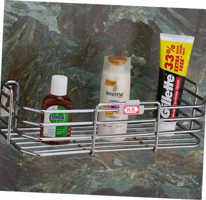 KIOSK Multipurpose Stainless Steel Bathroom Shelves - Space Saving, Rustproof & Extra Strong Perfume-Shampoo-Bottle Rack - (15 Inches) Steel Wall Shelf