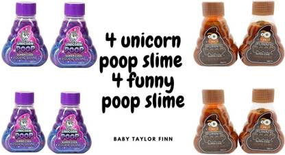 MSK combo 4 purple poop unicorn slime + 4 brown poop slime Art Clay