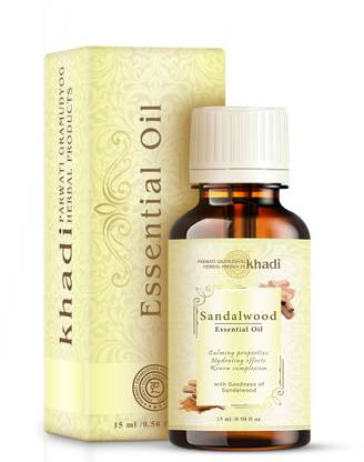 Parwati Gramudyog Herbal Products Khadi Sandalwood Essential Oil 100% Natural and Pure Calming Properties Hydrating Effect’s Renew Complexion with Goodness of Sandalwood (Pack of – 1-15ml)
