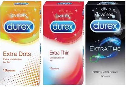DUREX Extra Dotted, Extra Time and Extra Thin Condom