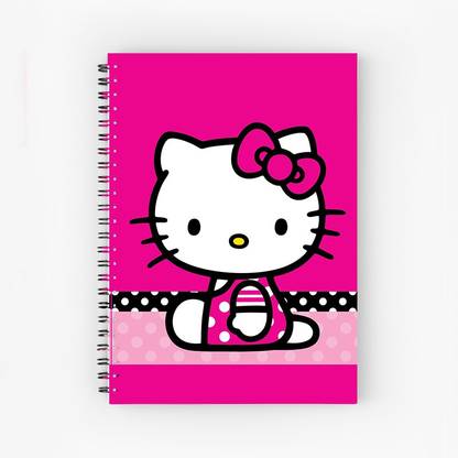 Furnish Marts Hello Kitty Pattern A5 Size Wiro Bound Spiral Notebook Diary ( 90 GSM Natural Shade Paper ) A5 Notebook Unruled 160 Pages