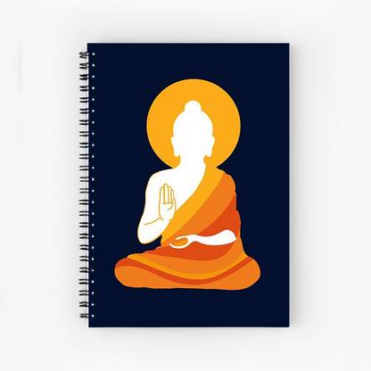 Art Bundle Buddha A5 Size Wiro Bound Unruled, A5, 90 GSM Natural Shade Paper ) -Pack of 2 A5 Notebook no 160 Pages