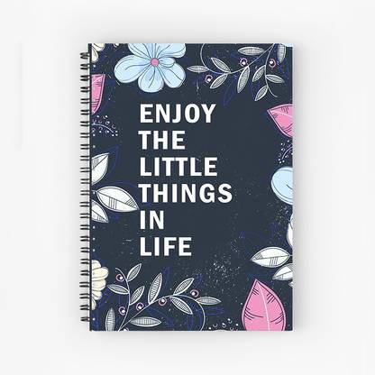Furnish Marts enjoy the little things in life quote A5 Size Wiro Bound Spiral Notebook Diary ( 160 Pages Unruled, A5, 90 GSM Natural Shade Paper ) A5 Note Book no 160 Pages