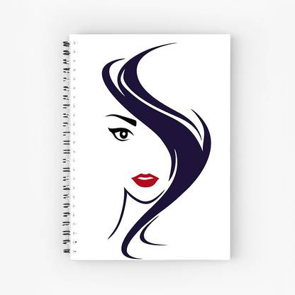Furnish Marts Illustration Girly Face A5 Size Wiro Bound Spiral Notebook Diary ( 90 GSM Natural Shade Paper ) A5 Notebook Unruled 160 Pages