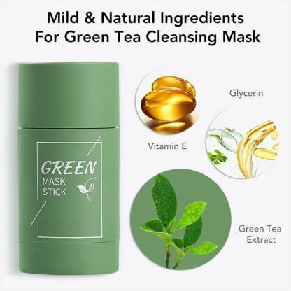GLOW MORE SMO Premium Green Tea Purifying Clay Stick Mask Oil Control Anti-Acne Eggplant Solid Fine,Portable Cleansing Mask Mud Apply Mask,Green Tea Facial Detox Mud Mask (40 ml)
