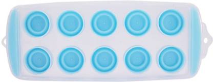 Kookee Flexible Silicone Ice Cube Tray 10 cubes, (Pack of 3) for Freeze Water, Juice, Cocktail, Wine, Chocolate (P8002-3P-A) Blue Silicone Ice Cube Tray